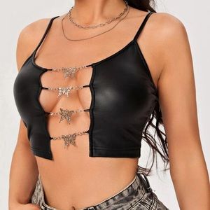 Shein sxy butterfly chain crop top